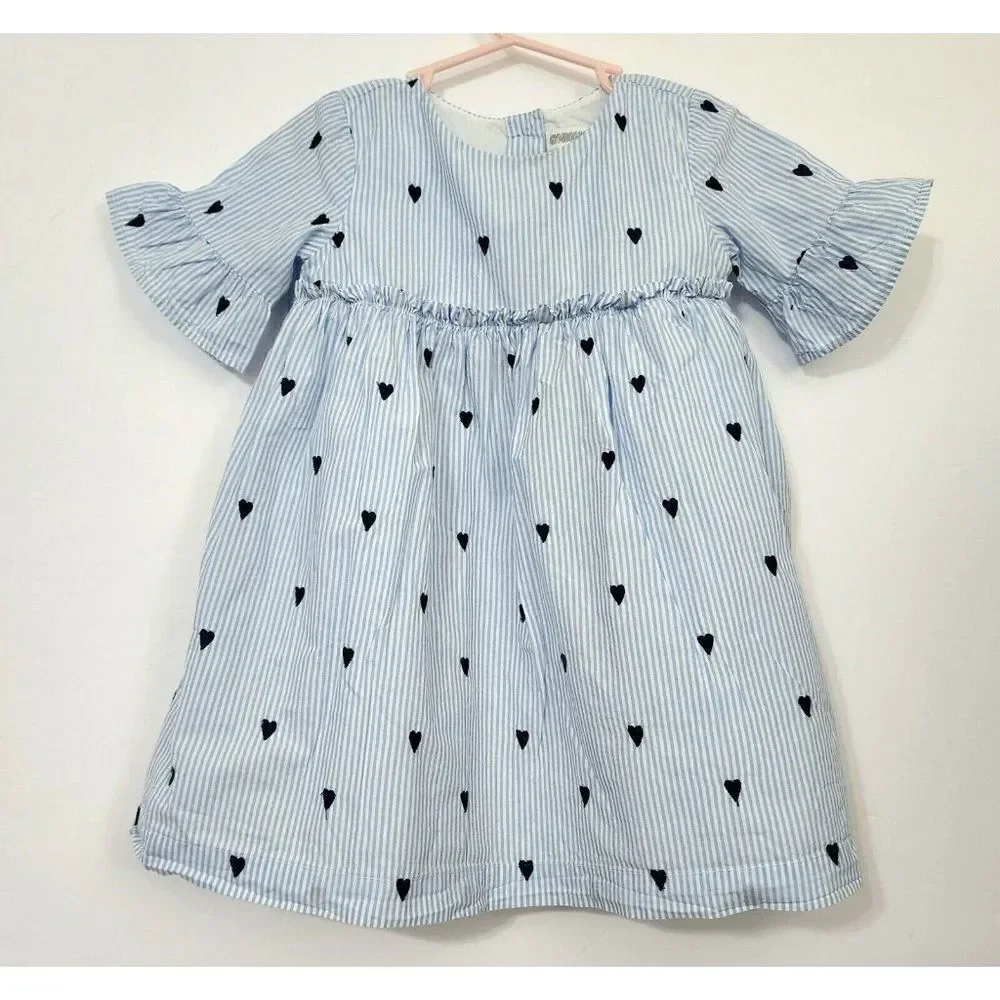 ‎Gymboree Baby Girl 2T Hearts Pinstripe Lined Dress